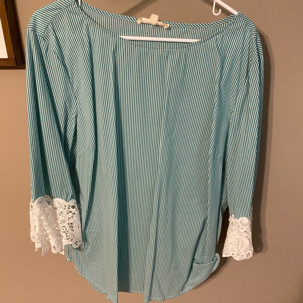 Green striped blouse